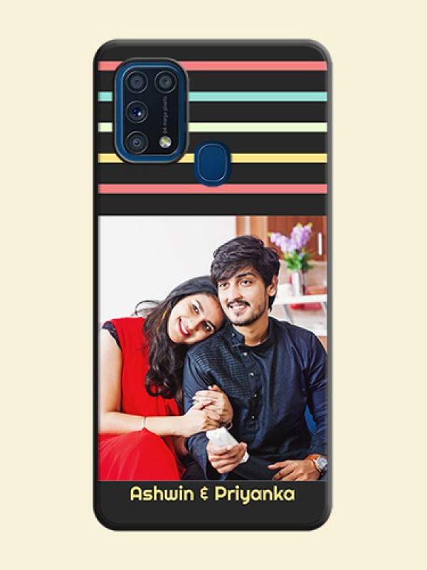 Color Stripes with Photo and Text - Photo on Space Black Soft Matte Mobile Case - Galaxy M31