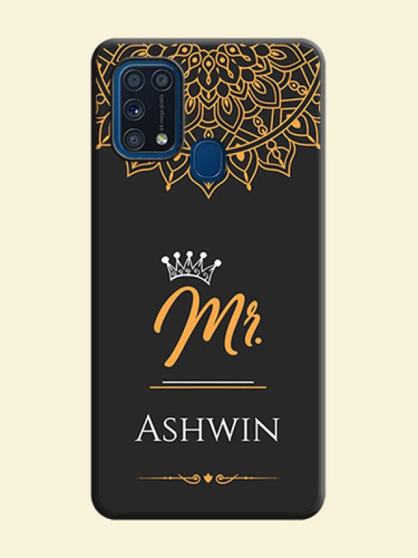 Mr Name with Floral Design  on Personalised Space Black Soft Matte Cases - Galaxy M31