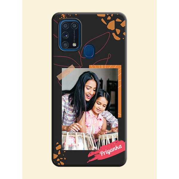 Orange Photo Frame on Space Black Custom Soft Matte Phone Back Cover - Galaxy M31 Orange Photo Frame on Space Black Custom Soft Matte Phone Back Cover - Galaxy M31