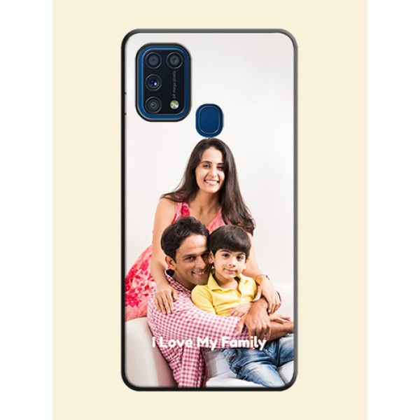 Full Single Pic Upload With Text On Space Black Personalized Soft Matte Phone Covers -Samsung Galaxy M31 Full Single Pic Upload With Text On Space Black Personalized Soft Matte Phone Covers -Samsung Galaxy M31