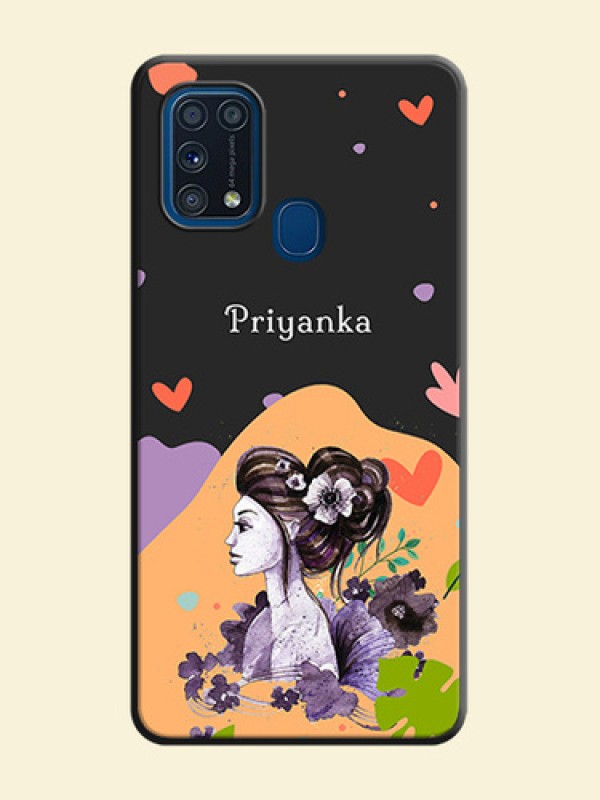 Namecase For Her With Fancy Lady Image On Space Black Personalized Soft Matte Phone Covers -Samsung Galaxy M31