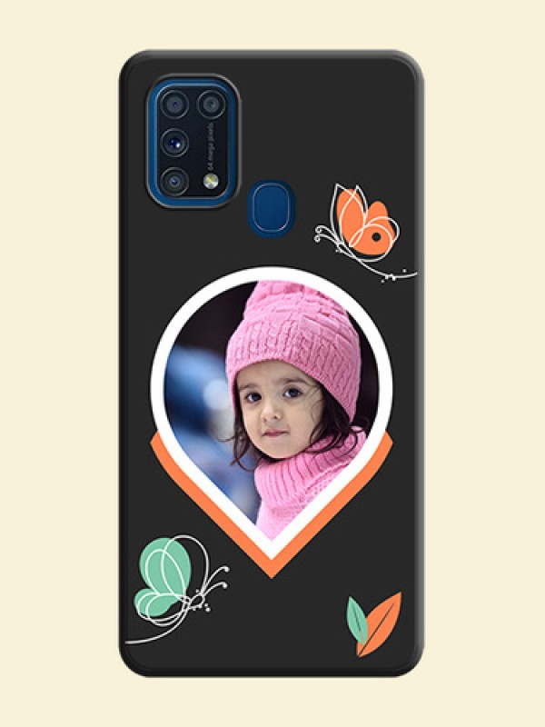 Upload Pic With Simple Butterly Design On Space Black Personalized Soft Matte Phone Covers -Samsung Galaxy M31