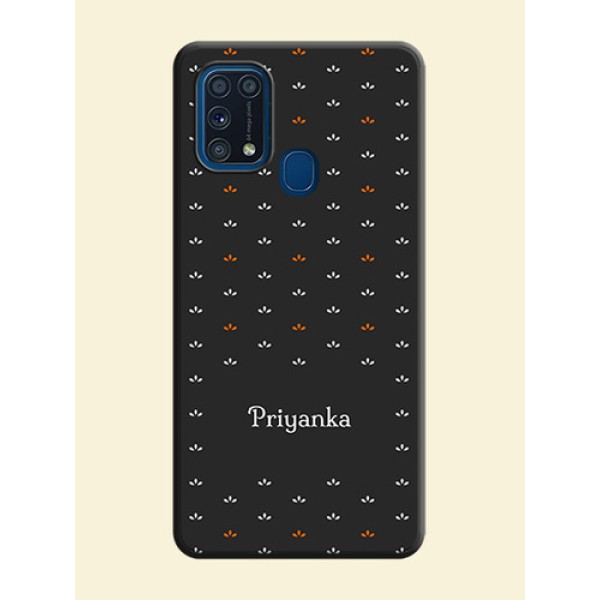 Simple Pattern With Custom Text On Space Black Personalized Soft Matte Phone Covers -Samsung Galaxy M31 Simple Pattern With Custom Text On Space Black Personalized Soft Matte Phone Covers -Samsung Galaxy M31