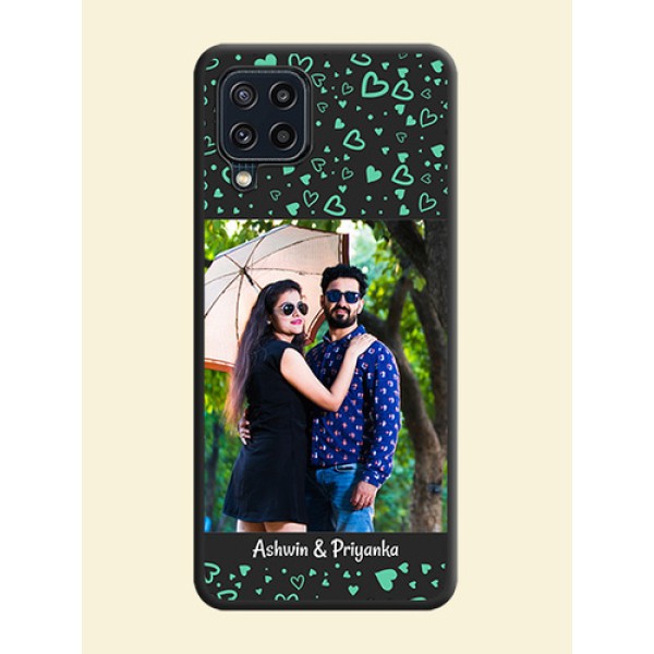 Sea Green Indefinite Love Pattern on Photo on Space Black Soft Matte Mobile Cover - Galaxy M32 4G Prime Edition Sea Green Indefinite Love Pattern on Photo on Space Black Soft Matte Mobile Cover - Galaxy M32 4G Prime Edition