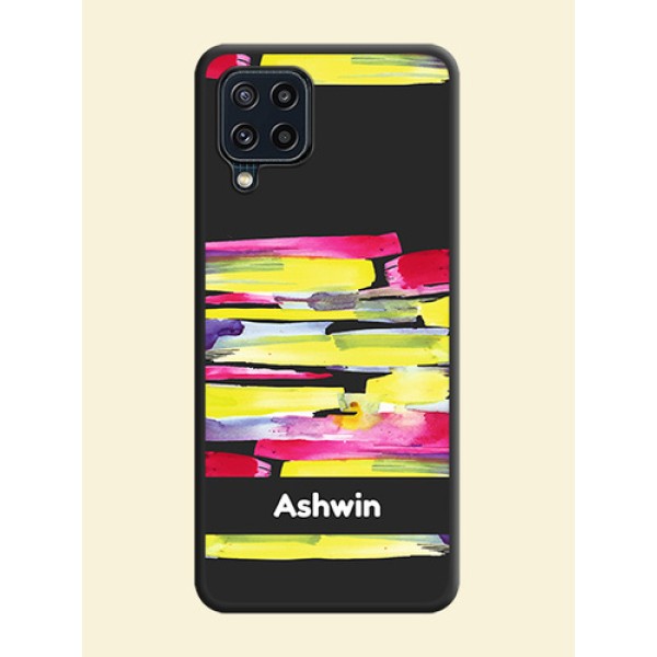 Brush Coloured on Space Black Personalized Soft Matte Phone Covers - Galaxy M32 4G Prime Edition Brush Coloured on Space Black Personalized Soft Matte Phone Covers - Galaxy M32 4G Prime Edition