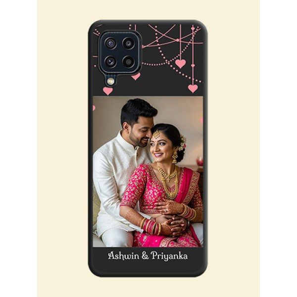 Pink Love Hangings with Text on Space Black Custom Soft Matte Back Cover - Galaxy M32 4G Prime Edition Pink Love Hangings with Text on Space Black Custom Soft Matte Back Cover - Galaxy M32 4G Prime Edition