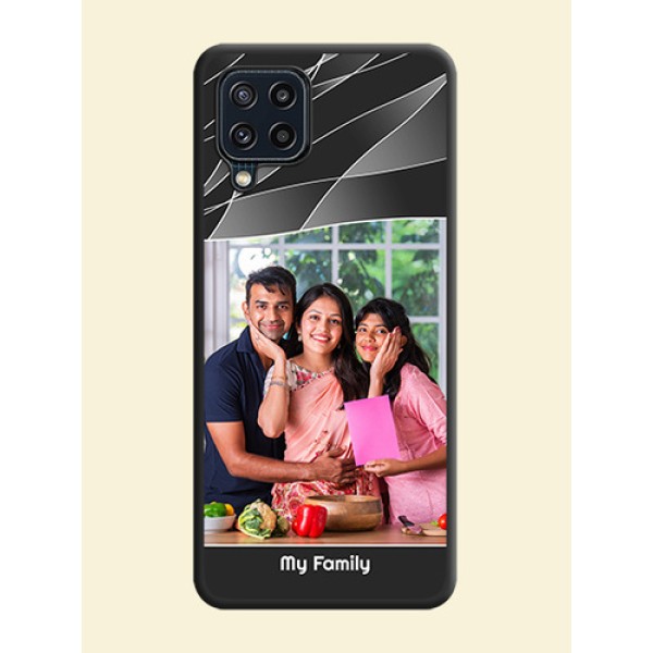 Mixed Wave Lines on Photo on Space Black Soft Matte Mobile Cover - Galaxy M32 4G Prime Edition Mixed Wave Lines on Photo on Space Black Soft Matte Mobile Cover - Galaxy M32 4G Prime Edition