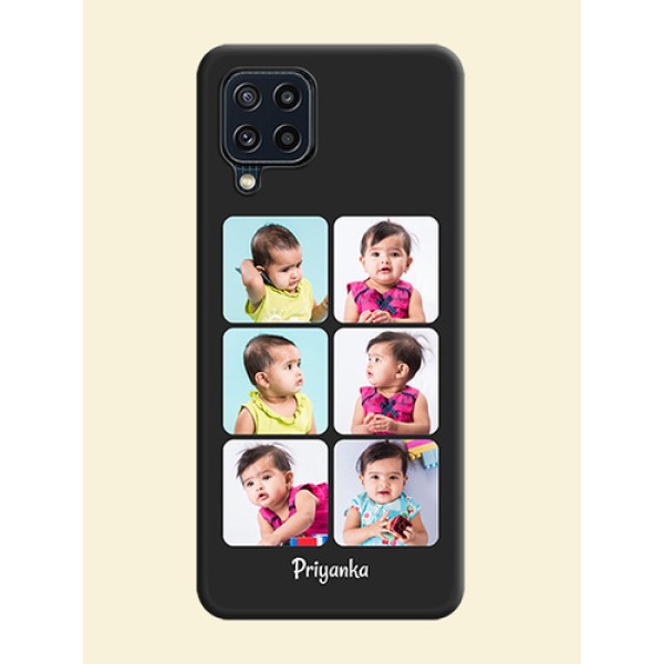 Floral Art with 6 Image Holder on Photo on Space Black Soft Matte Mobile Case - Galaxy M32 4G Prime Edition Floral Art with 6 Image Holder on Photo on Space Black Soft Matte Mobile Case - Galaxy M32 4G Prime Edition