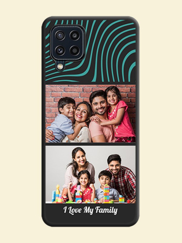 Wave Pattern with 2 Image Holder on Space Black Personalized Soft Matte Phone Covers - Galaxy M32 4G Prime Edition