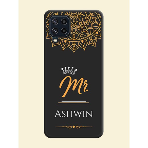 Mr Name with Floral Design on Personalised Space Black Soft Matte Cases - Galaxy M32 4G Prime Edition Mr Name with Floral Design on Personalised Space Black Soft Matte Cases - Galaxy M32 4G Prime Edition