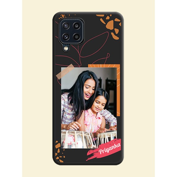 Orange Photo Frame on Space Black Custom Soft Matte Phone Back Cover - Galaxy M32 4G Prime Edition Orange Photo Frame on Space Black Custom Soft Matte Phone Back Cover - Galaxy M32 4G Prime Edition