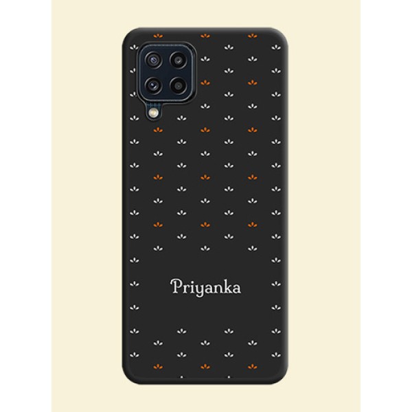 Simple Pattern With Custom Text On Space Black Personalized Soft Matte Phone Covers -Samsung Galaxy M32 4G Prime Edition Simple Pattern With Custom Text On Space Black Personalized Soft Matte Phone Covers -Samsung Galaxy M32 4G Prime Edition