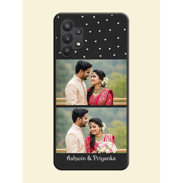 Miniature Love Symbols with Name on Space Black Custom Soft Matte Back Cover - Galaxy M32 5G Miniature Love Symbols with Name on Space Black Custom Soft Matte Back Cover - Galaxy M32 5G
