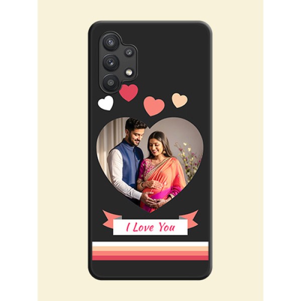 Love Shaped Photo with Colorful Stripes on Personalised Space Black Soft Matte Cases - Galaxy M32 5G