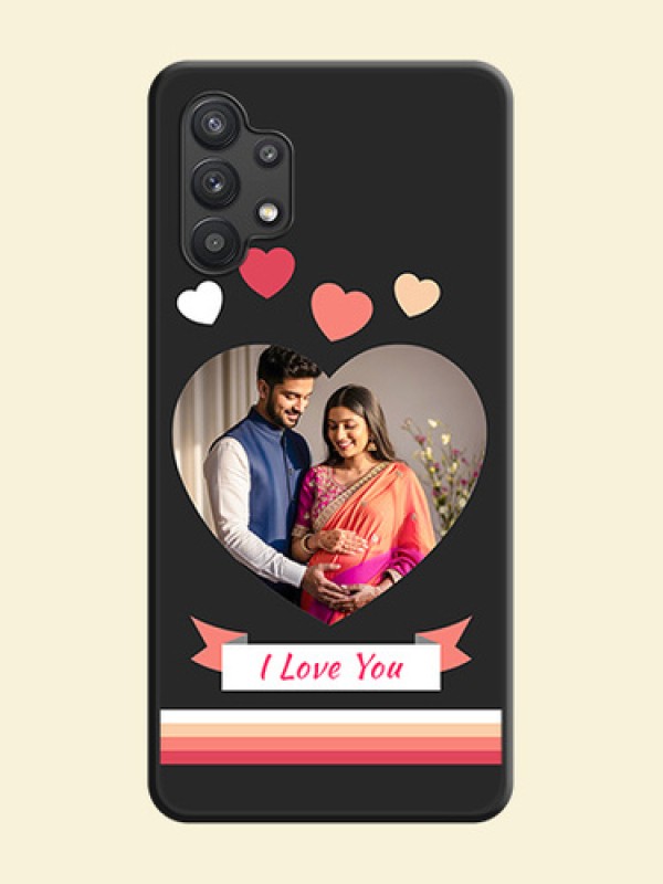 Love Shaped Photo with Colorful Stripes on Personalised Space Black Soft Matte Cases - Galaxy M32 5G
