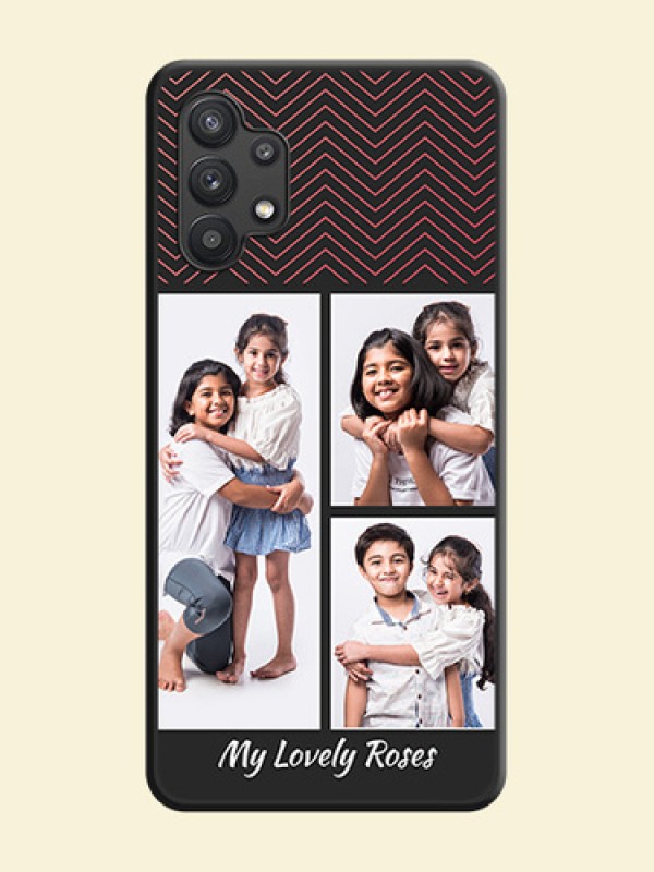 Wave Pattern with 3 Image Holder on Space Black Custom Soft Matte Back Cover - Galaxy M32 5G