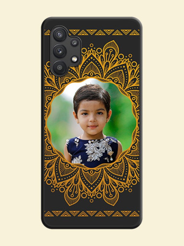 Round Image with Floral Design on Photo on Space Black Soft Matte Mobile Cover - Galaxy M32 5G