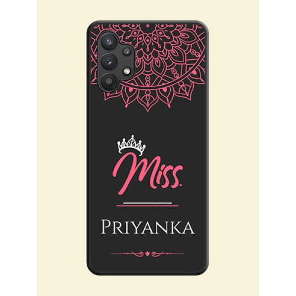 Mrs Name with Floral Design on Space Black Personalized Soft Matte Phone Covers - Galaxy M32 5G Mrs Name with Floral Design on Space Black Personalized Soft Matte Phone Covers - Galaxy M32 5G