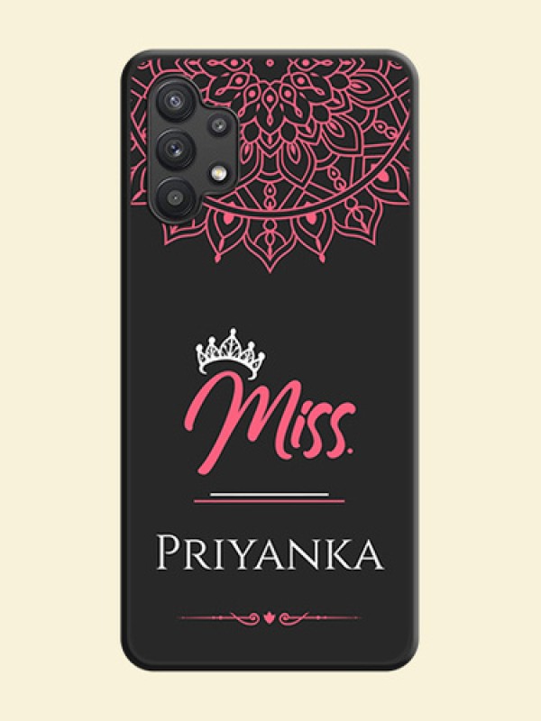 Mrs Name with Floral Design on Space Black Personalized Soft Matte Phone Covers - Galaxy M32 5G
