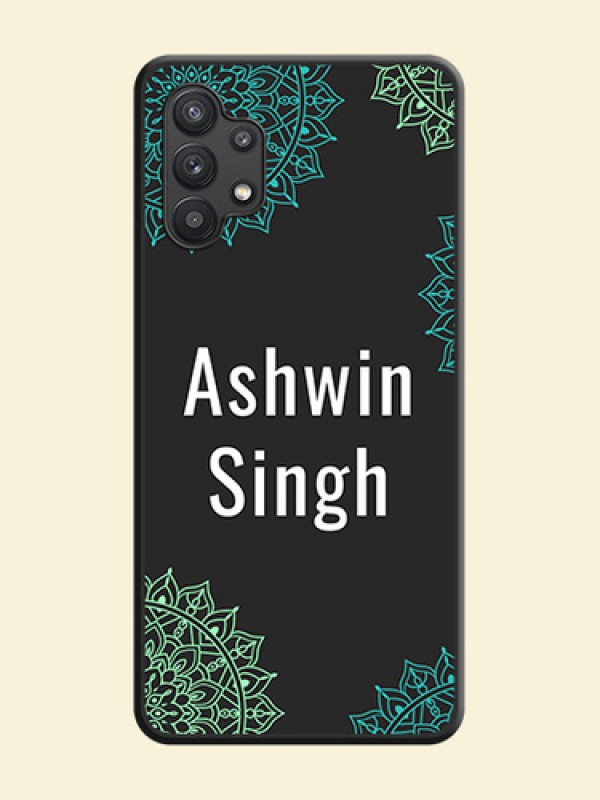 Your Name with Floral Design on Space Black Custom Soft Matte Back Cover - Galaxy M32 5G