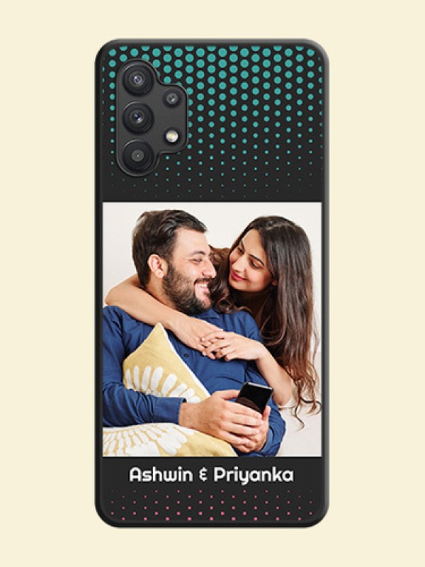 Faded Dots with Grunge Photo Frame and Text on Space Black Custom Soft Matte Phone Cases - Galaxy M32 5G