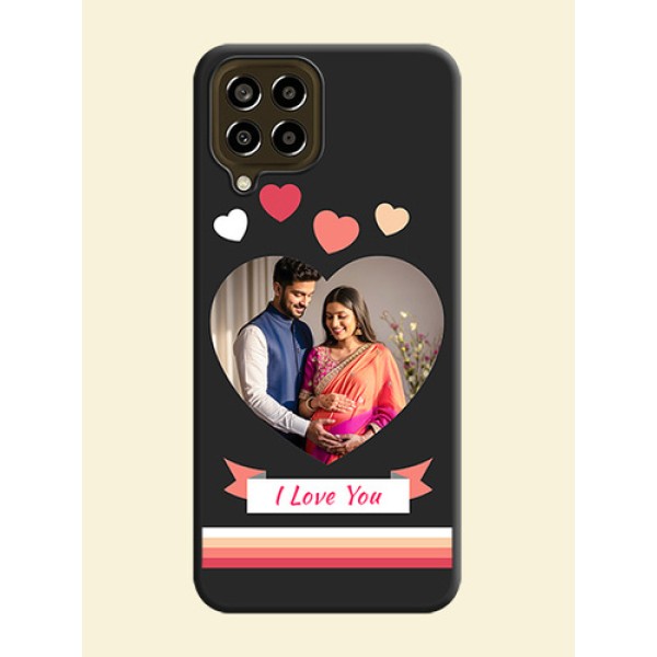 Love Shaped Photo with Colorful Stripes on Personalised Space Black Soft Matte Cases - Galaxy M33 5G