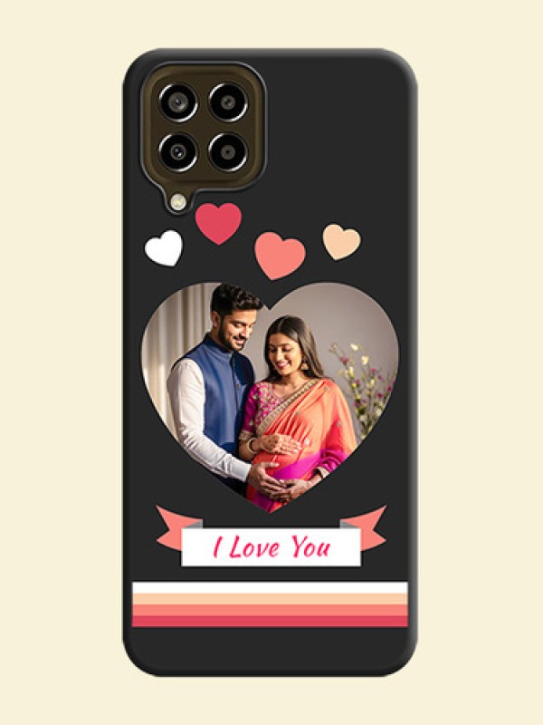 Love Shaped Photo with Colorful Stripes on Personalised Space Black Soft Matte Cases - Galaxy M33 5G