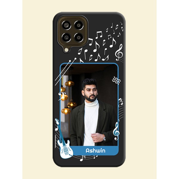 Musical Theme Design with Text on Photo on Space Black Soft Matte Mobile Case - Galaxy M33 5G