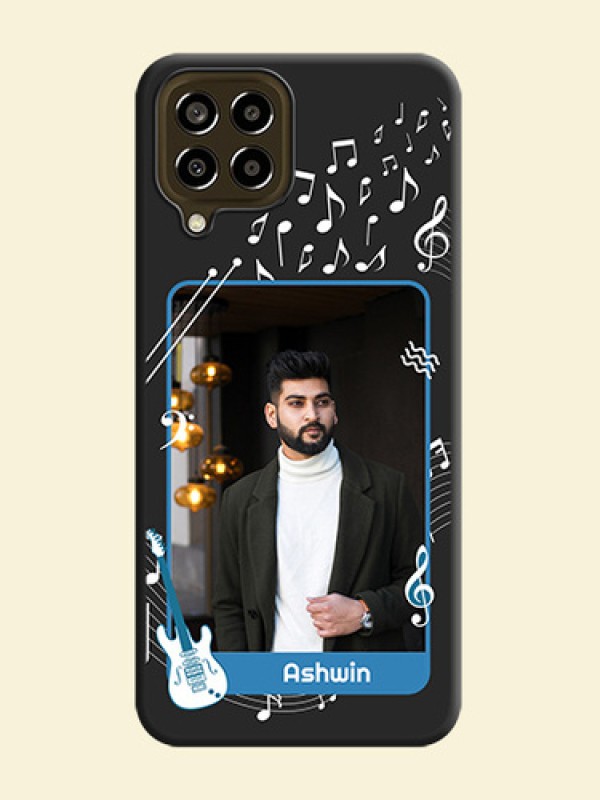 Musical Theme Design with Text on Photo on Space Black Soft Matte Mobile Case - Galaxy M33 5G