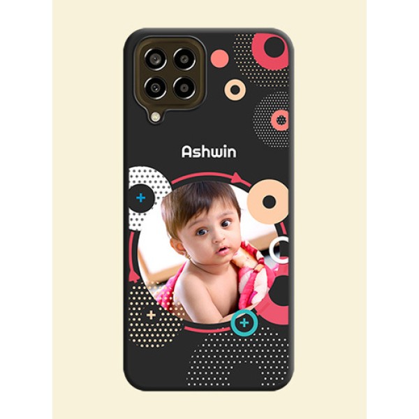 Multicoloured Round Image on Personalised Space Black Soft Matte Cases - Galaxy M33 5G Multicoloured Round Image on Personalised Space Black Soft Matte Cases - Galaxy M33 5G