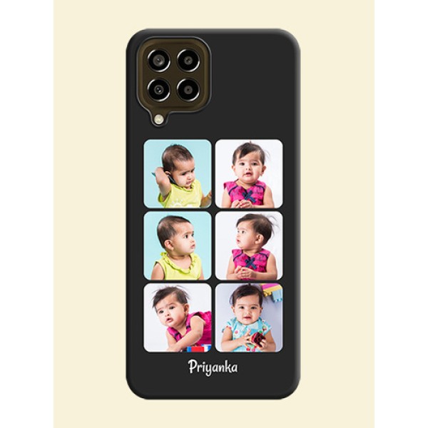 Floral Art with 6 Image Holder on Photo on Space Black Soft Matte Mobile Case - Galaxy M33 5G Floral Art with 6 Image Holder on Photo on Space Black Soft Matte Mobile Case - Galaxy M33 5G