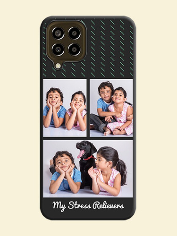 Cross Dotted Pattern with 2 Image Holder  on Personalised Space Black Soft Matte Cases - Galaxy M33 5G