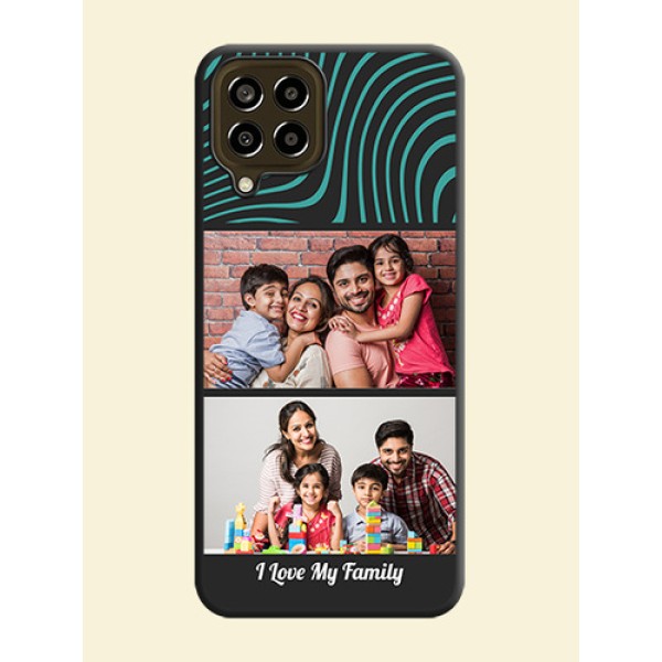 Wave Pattern with 2 Image Holder on Space Black Personalized Soft Matte Phone Covers - Galaxy M33 5G Wave Pattern with 2 Image Holder on Space Black Personalized Soft Matte Phone Covers - Galaxy M33 5G