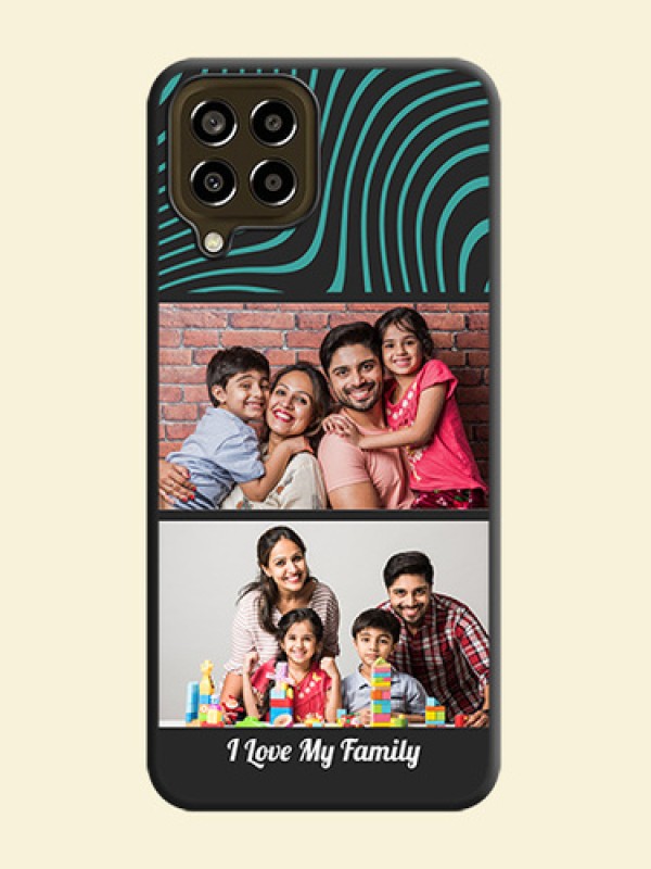 Wave Pattern with 2 Image Holder on Space Black Personalized Soft Matte Phone Covers - Galaxy M33 5G