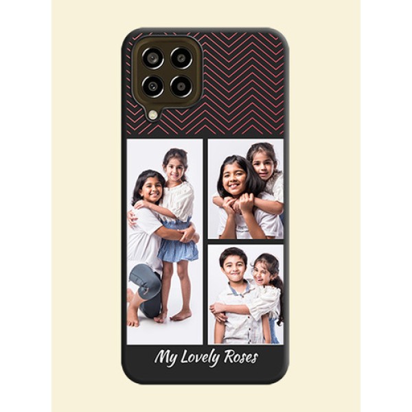 Wave Pattern with 3 Image Holder on Space Black Custom Soft Matte Back Cover - Galaxy M33 5G Wave Pattern with 3 Image Holder on Space Black Custom Soft Matte Back Cover - Galaxy M33 5G