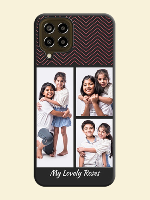 Wave Pattern with 3 Image Holder on Space Black Custom Soft Matte Back Cover - Galaxy M33 5G
