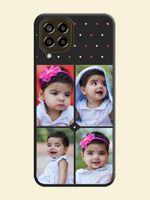 Multicolor Dotted Pattern with 4 Image Holder on Space Black Custom Soft Matte Phone Cases - Galaxy M33 5G