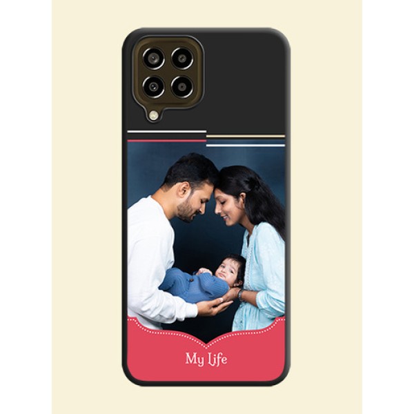 Classic Plain Design with Name on Photo on Space Black Soft Matte Phone Cover - Galaxy M33 5G Classic Plain Design with Name on Photo on Space Black Soft Matte Phone Cover - Galaxy M33 5G