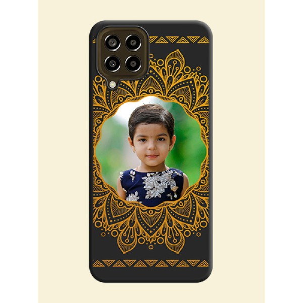 Round Image with Floral Design on Photo on Space Black Soft Matte Mobile Cover - Galaxy M33 5G Round Image with Floral Design on Photo on Space Black Soft Matte Mobile Cover - Galaxy M33 5G