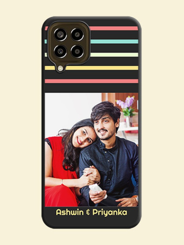 Color Stripes with Photo and Text on Photo on Space Black Soft Matte Mobile Case - Galaxy M33 5G