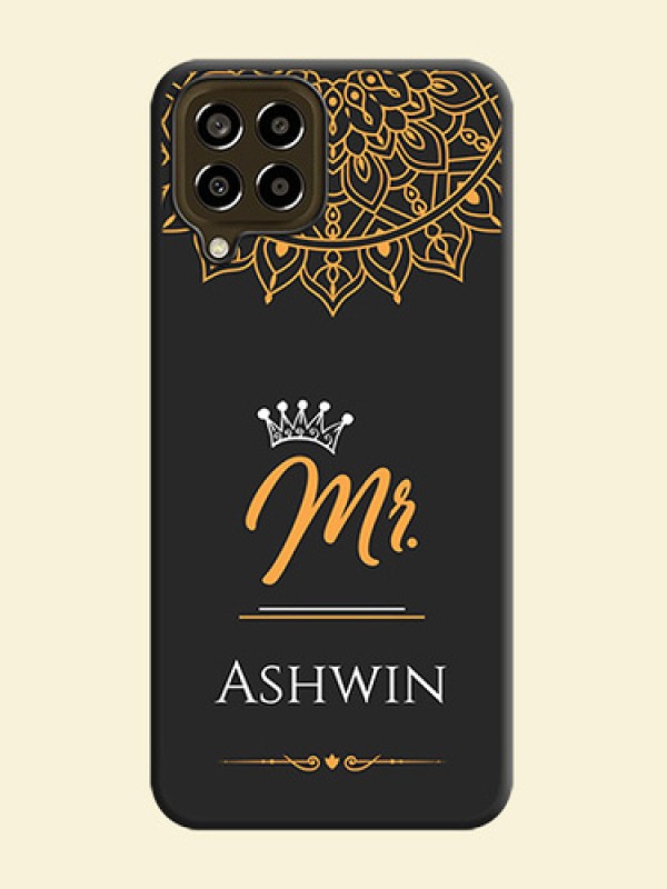 Mr Name with Floral Design  on Personalised Space Black Soft Matte Cases - Galaxy M33 5G