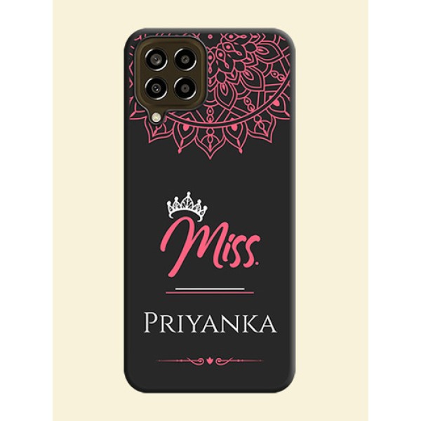 Mrs Name with Floral Design on Space Black Personalized Soft Matte Phone Covers - Galaxy M33 5G Mrs Name with Floral Design on Space Black Personalized Soft Matte Phone Covers - Galaxy M33 5G