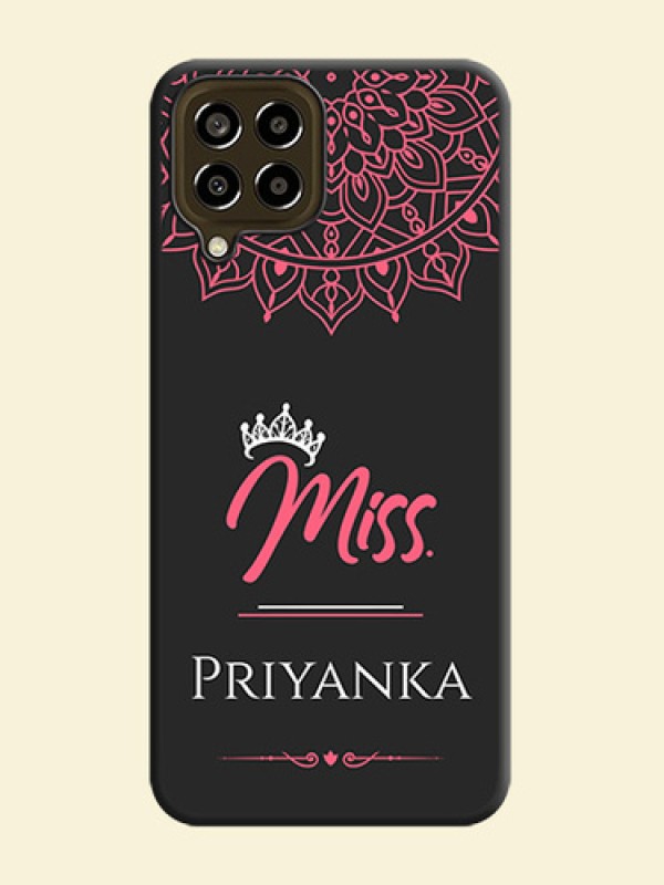 Mrs Name with Floral Design on Space Black Personalized Soft Matte Phone Covers - Galaxy M33 5G