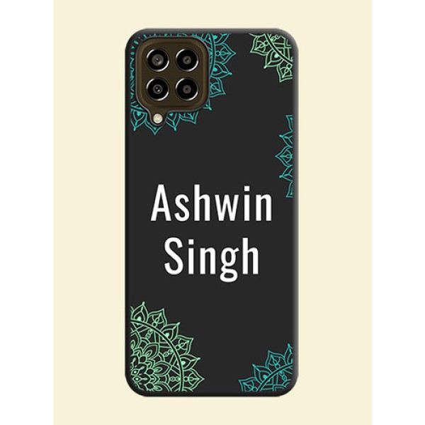 Your Name with Floral Design on Space Black Custom Soft Matte Back Cover - Galaxy M33 5G