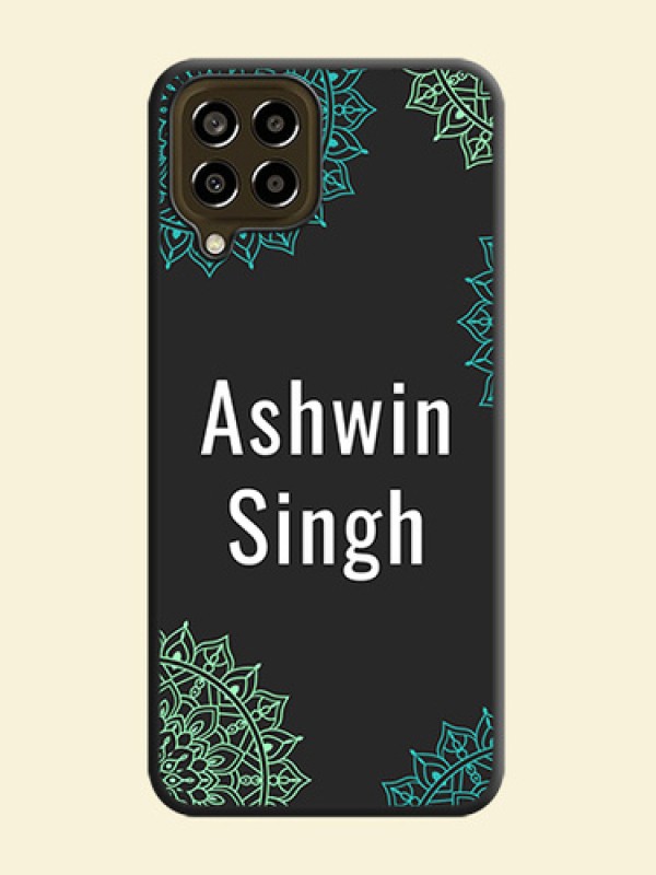 Your Name with Floral Design on Space Black Custom Soft Matte Back Cover - Galaxy M33 5G