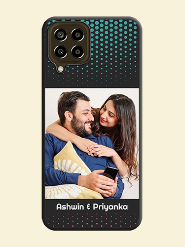Faded Dots with Grunge Photo Frame and Text on Space Black Custom Soft Matte Phone Cases - Galaxy M33 5G