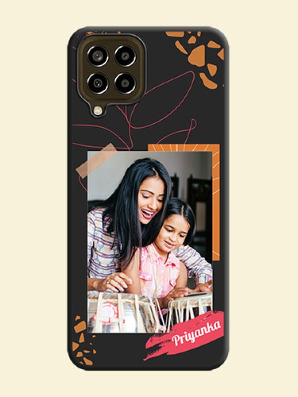 Orange Photo Frame on Space Black Custom Soft Matte Phone Back Cover - Galaxy M33 5G