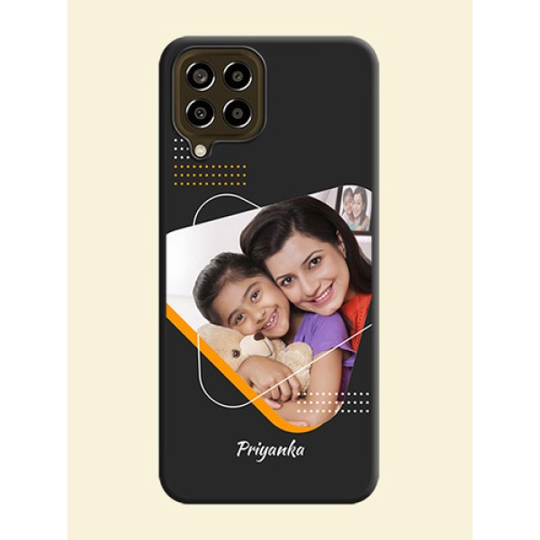 Yellow Triangle on Photo on Space Black Soft Matte Phone Cover - Galaxy M33 5G Yellow Triangle on Photo on Space Black Soft Matte Phone Cover - Galaxy M33 5G