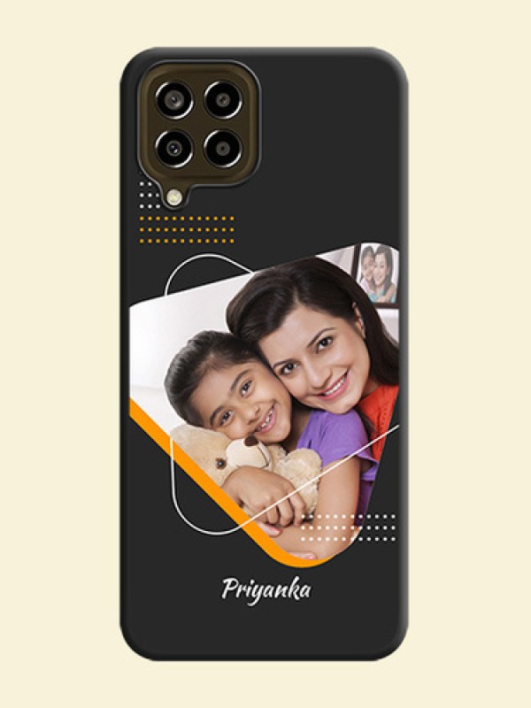 Yellow Triangle on Photo on Space Black Soft Matte Phone Cover - Galaxy M33 5G