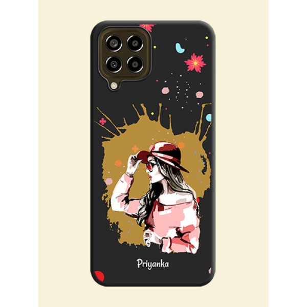 Mordern Lady With Color Splash Background With Custom Text On Space Black Personalized Soft Matte Phone Covers -Samsung Galaxy M33 5G